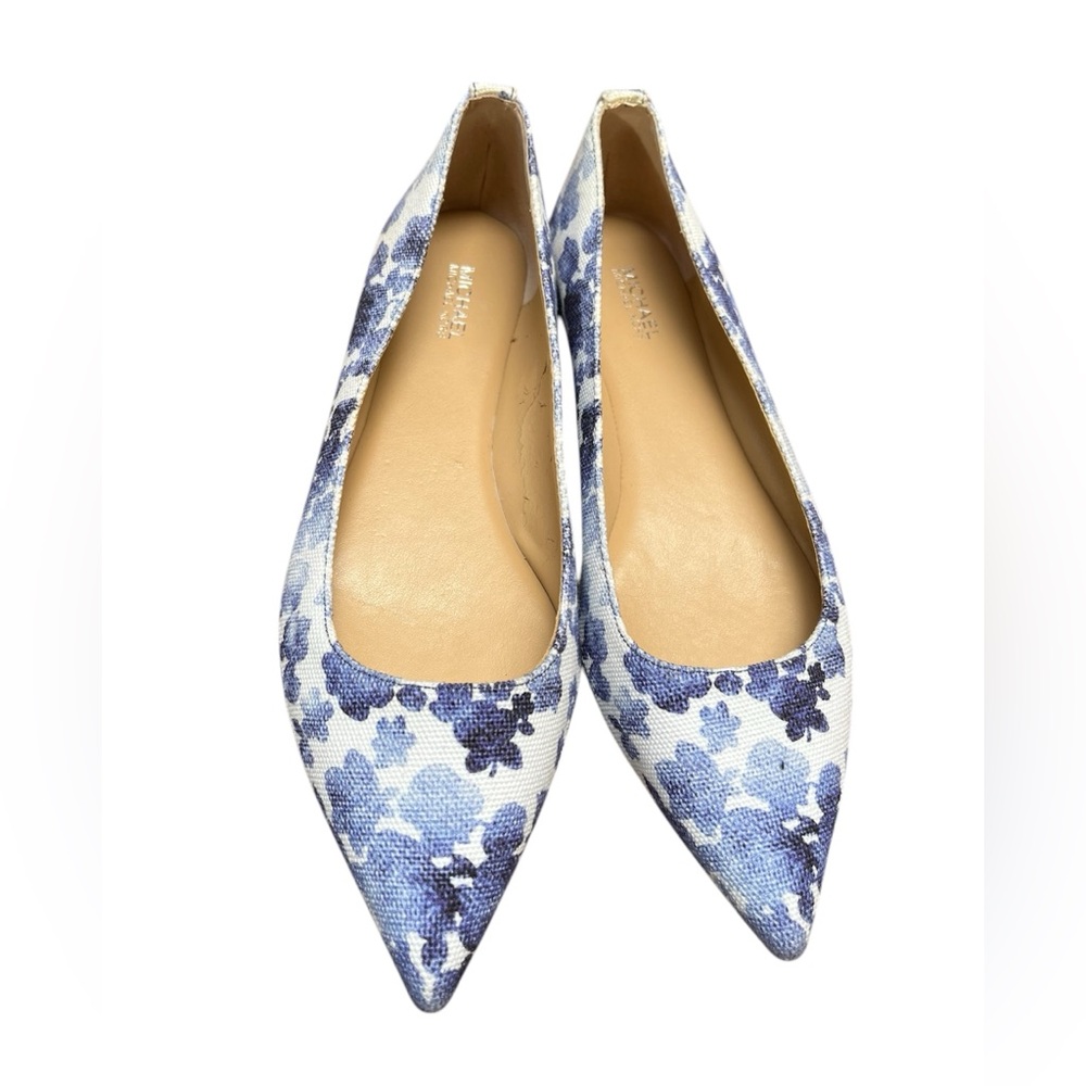 Michael Kors Arianna Ballet Flats 7.5 Blue White Floral Good Condition